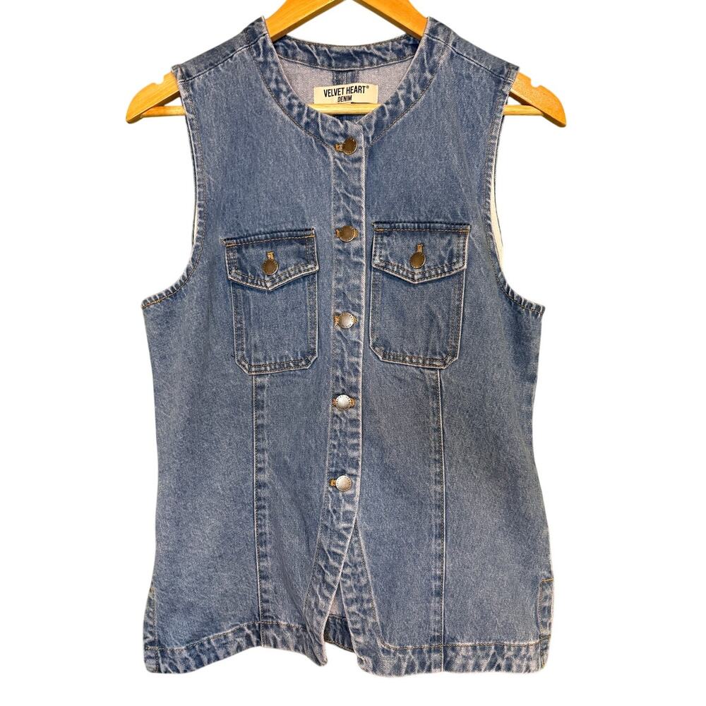 Velvet Heart Denim High Crew Neck Vest Size Large